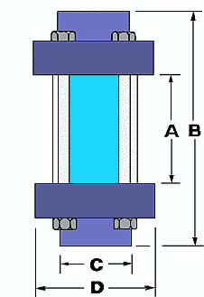dimensional drawing of single wall sight glass