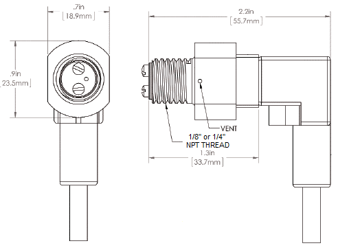 dimensions of the fluid presence sensor