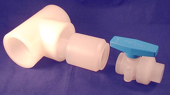 photo shows components of patented natural polypro connection alternative to zero static valve at a fraction of the cost